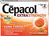 Cepacol Extra Strength Lozenges with Benzocaine & Menthol, Sore Throat, Sore Mouth, Pain Relief, Tangerine Cough Drops, 16Count