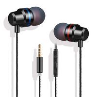 Black Earphone Stereo Headphones in-Ear Earbuds Wired with Microphone Mic and Volume Control Compatible with iPhone iPod iPad Samsung Android Smartphones Tablet Laptop 3.5mm Jack