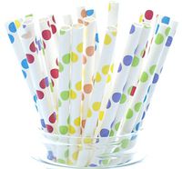 Circus Party Straws, Carnival Theme (25 Pack) - Rainbow Party Supplies, Kids Birthday Party Vintage Assorted Color Polka Dot Straws