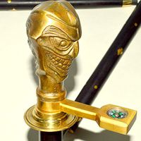 Nautical Gift Decor - BRASS HEAD Walking Stick Cane Vintage JOKER DESIGN HANDLE…IKED543RE