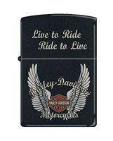 Zippo Harley-Davidson Wings Pocket Lighter, Black Matte