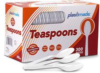 [300 Tea Spoons] Plastimade White Disposable Extra Heavyweight Plastic Spoons, Ideal For Wedding, Catering, Parties, Buffets, Events, Or Everyday Use, 1 Pack