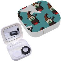 Portable Contact Lens Case Box Travel Kit Mirror + Bottle + Tweezers Container Holder [ Halloween Witch Pumpkin Pot Cute ]