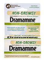 Dramamine Non-Drowsy Naturals Motion Sickness Relief | 18 Count | 4 Pack