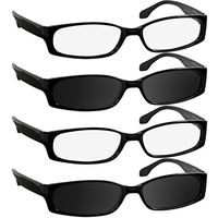Reading Glasses 1.50 2 Black 2 Sun (4 Pack) F503 TruVision Readers
