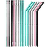 OTAGO Reusable Straws 12 set, Silicone Drinking Straws with cleaning brushes for 12 Oz for Yeti RTIC SIC -8 Inch Long-BPA Free-6 straight+6 bent+4 brushes ¡­