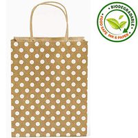 GIFT EXPRESSIONS Premium Quality Natural Brown Kraft Bag, Birthday Party Gift Favor Bag Set, Biodegradable Paper (12CT, Polkadots Medium)
