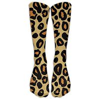 Unisex Leopard Skin Seamless Pattern Sports Soccer Running Tube Stocking With Knee High Long Socks