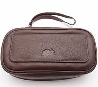 Tobacco Pipe Leather Case - 3 Pipes - Authentic Full Grade Leather - Brown