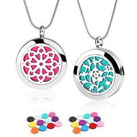 Aromatherapy Essential Oil Diffuser Necklace - ttstar 2pcs Stainess Steel Pendant Locket Diffuser Necklace with 24 Refill Pads for Women, Girlfriend, Mom Birthday Gift
