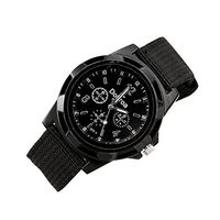 Fxbar, Men's Fashion Sport Braided Canvas Belt Watch Analog Wrist Watch Casual Lover Gifts Bracelet Watches(Black)