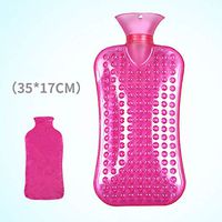 Hydfu Hot Water Bottle Transparent Hot Water Bag with Knit Cover, Camping Hot Water Bag, Bump Design,Hot Cold Therapies for Back Neck Shoulder Cramps Pain Relief (1.8 L) (Color : Purple)