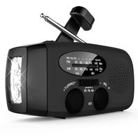Emergency Hand Crank Self Powered AM/FM NOAA Solar Weather Radio with LED Flashlight, 1000mAh Power Bank Compatible for iPhone/Smart Phone (Black)
