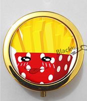 BlackKey Fast Food - Fries Pattern 3-Compartment Decorative Pocket Gift Box Case Organizer for Pill, Color 2 -1133