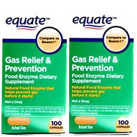 Equate 2 Pack of Gas Relief Prevention, Food Enzyme Dietary Supplement, 200 Count