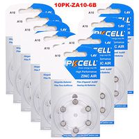 1.4 Volts ZA10 A10 PR70 Zinc Air (Zn/O2) 90 mAh Hearing Aid Zinc Air Batteries (60Pcs)