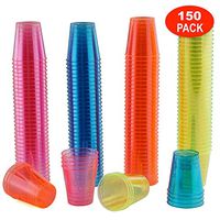 150 Disposable Hard Plastic Shot Glasses, Neon 1oz - Fun Glow in the Dark Bright Colors, Heavy Duty & Reusable Party Shot Cups - Jello Shots Sample Food Wine Tasting Weddings Birthdays Christmas.