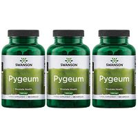 Swanson Pygeum Prostate Support Urinary Tract Health Men Herbal Supplement 100 mg Pygeum Extract (6.5% phytosterols) with 400 mg Powdered Bark 120 Capsules (3 Pack)