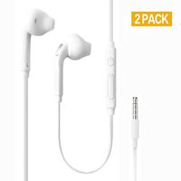 2 Pack Headphones/Earphones/Earbuds,3.5mm Aux Wired in-Ear Headphones with Mic and Remote Control for Samsung Galaxy S9 S8 S7 S6 S5 S4 Edge + Note 4 5 6 7 8 9 and More Android Devices (White)