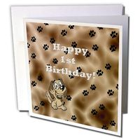 3dRose Puppy 1st Happy Birthday - Greeting Cards, 6 x 6 inches, set of 6 (gc_52454_1)