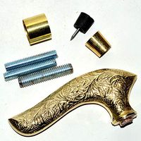 Victorian Brass Handle Folding Cane~Vintage Wooden Brass Walking Stick