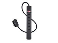 Monoprice 6 Outlet Surge Protector Power Strip with 2 Built in USB Charger Ports on The Plug - Black - 6ft Cord | UL Rated1,080 Joules with Protected Light Indicator