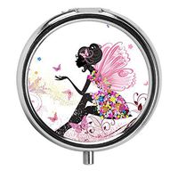 Imiao Pill Organizer Pill Box with 3 Components Metal Portable Vitamin Pill Case for Pocket,Purse,Daily Needs and Travelling (Butterfly Girl)