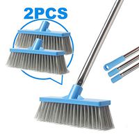 Long Handle Floor Scrub Brush, Stiff Bristle Tub and Tile scrubber with Adjustable Stainless Steel Handle and Replaceable Cleaning Scrubber Brush Heads for Cleaning Bathroom, Kitchen, Wall