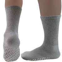 Diabetic Socks Womens Non-slip Grip Cotton 3-Pack Crew Grey By DEBRA WEITZNER