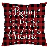 Indexshop Christmas Pillow Covers Decorative, Red Black Winter Festival Throw Pillow Cases Cushion Covers, Farmhouse Home Decor Xmas Pillowcase Faux Linen Cushion Case Sofa (E)