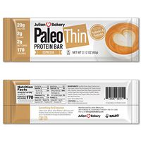 Julian Bakery Paleo Thin Protein Bar | Espresso | Egg White Protein | 20g Protein | 2 Net Carbs | 12 Bars