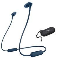 Sony WI-XB400 Extra Bass Wireless in-Ear Headphones (Blue) with Knox Gear Hardshell Earphone Case (2 Items)