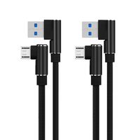 SKITCH 90 Degree Right Angle Micro USB Cable, 2 Pack 10Feet USB 2.0 A-Male to Micro B Cable, Dual Angled Android Charger Cable for Samsung Galaxy S6/S7/S4/S3, LG G4, Kindle, MP3