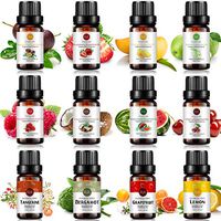 Top 12 Fruit Essential Oil Gift Set 100% Pure Aromatherapy Essential Oil - (Grapefruit, Bergamot, Tangerine, Lemon, Strawberry, Red Raspberry, Mango, Coconut, Passion Fruit, Apple, Cherry, Watermelon)
