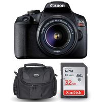Canon EOS Rebel T7 with 18-55mm f/3.5-5.6 + Ultra 32GB and Gadget Bag Bundle [International Version]