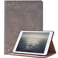 elecfan 2018 iPad 9.7" Case, Book Style Protective Cover,Vintage Retro Design,Well Fitted,Thin & Lightweight,Not Bulky,Folio Stand Case for Apple 2017&2018 iPad 9.7 - Grey