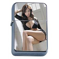 Japanese Pin Up Girls Japan Flip Top Oil Lighter S13 Smoking Cigarette Smoker Includes Silver Case
