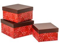 Nashville Wraps Nested Gift Boxes 3 Piece Set - Square - Doodle Hearts