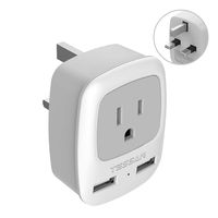 UK Ireland Hong Kong Power Adapter, TESSAN International Travel Plug with 2 USB, Outlet Adaptor Charger for USA to British England Scotland Irish London (Type G)