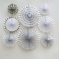 Meolin 8 Pcs/Set Creative Paper Flower Fan Hanging Banner for Party Decorations,Paper,7.78in