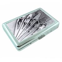 Perfection In Style Metal Silver Cigarette Case Vintage Beach Girls Design 002