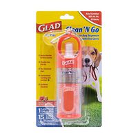 Glad for Pets Clean & Go Waste Bag Dispenser & Antibacterial Soothing Aloe Hand Sanitizer Spray | Includes Poop Bag Holder, 15 Bags with Tropical Breeze Scent, Mini Hand Sanitizer