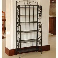 International Caravan 6 Shelf Large Iron CD DVD Storage Rack in Black