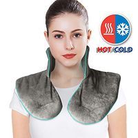 MAXTID Microwavable Weighted Neck & Shoulder Wrap 3lbs, Grey Heat Pad Cooling Pad for Stress Relief - Natural Lavender & Clay