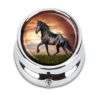 Guojew Brown Horse Custom Fashion Round Pill Box Tablet Holder Pocket Purse Organizer Case Decoration Box