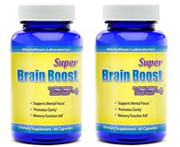 Brain Supplement Nootropic Super Brain Boost 1554 Improve Focus Calrity Memory Concentration Contains Ginkgo Biloba St. John's Wort Bacopa Monniera DMAE 60 Capsules 2 Bottles