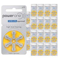 Power One Size 10 No Mercury Hearing Aid Batteries (120)