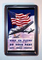 WORLD WAR II BOMBERS KEEP 'EM FLYING POSTER Double-Sided Cigarette Case, ID Holder, Wallet with RFID Theft Protection