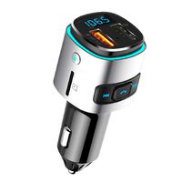 HX Studio Bluetooth FM Transmitter for Car,7 Color LED Backlit QC3.0 Car Charger Adapeter with Dual USB Ports Charger,Hands-Free Call Car Kit Supports Color Light, Support TF Card, USB Disk Music Play