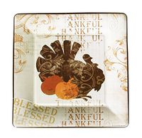 Thanksgiving Holiday Disposable Party Plates (Cream, 10.25" x 10.25")